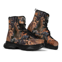 Load image into Gallery viewer, Designs by MyUtopia Shout Out:Dachshund Print Chunky Sneaker Walking Boots
