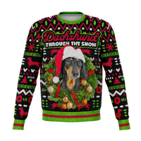 Load image into Gallery viewer, Designs by MyUtopia Shout Out:Dachshund Through The Snow - Funny Christmas Fleece Lined Fashion Sweatshirt,XS / Multi,Fashion Sweatshirt - AOP
