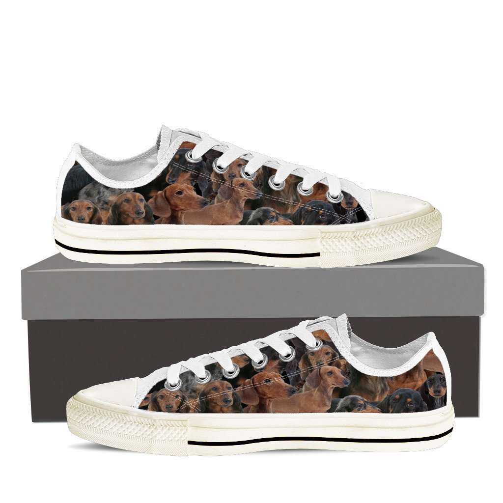 Designs by MyUtopia Shout Out:Dachshund Women's Low Top Canvas Shoe,Womens Low Top / US6 (EU36) / Brown,Lowtop Shoes