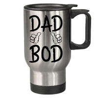 Load image into Gallery viewer, Designs by MyUtopia Shout Out:Dad Bod 14 oz Stainless Steel Travel Coffee Mug w. Twist Close Lid,Stainless / 14 oz,Travel Mug
