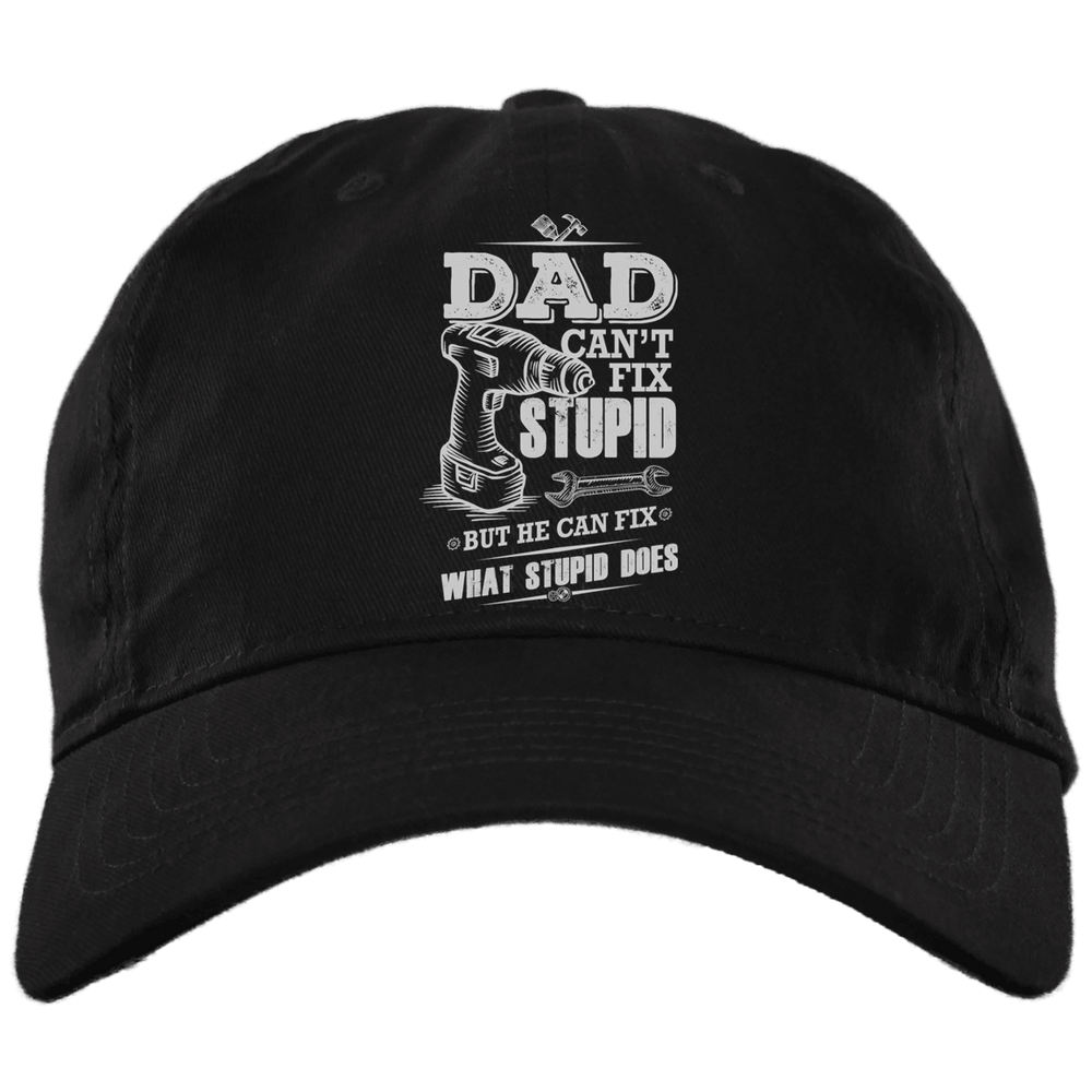 Designs by MyUtopia Shout Out:Dad Can't Fix Stupid Embroidered Twill Unstructured Dad Baseball Cap,Black / One Size,Hats