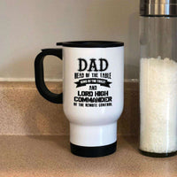Load image into Gallery viewer, Designs by MyUtopia Shout Out:Dad Head of the Table 14 oz Stainless Steel Travel Coffee Mug w. Twist Close Lid
