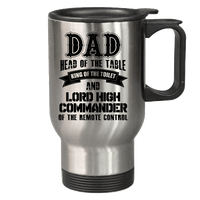 Load image into Gallery viewer, Designs by MyUtopia Shout Out:Dad Head of the Table 14 oz Stainless Steel Travel Coffee Mug w. Twist Close Lid,Stainless / 14 oz,Travel Mug
