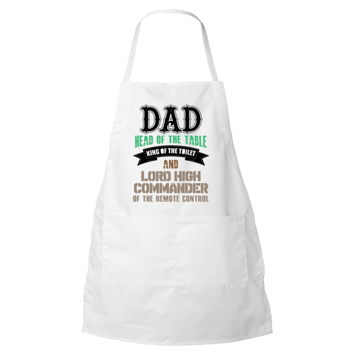 Designs by MyUtopia Shout Out:Dad Head Of The Table Apron,White,Apron