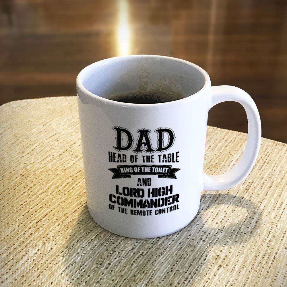 Designs by MyUtopia Shout Out:Dad Head of the Table White Ceramic Coffee Mug