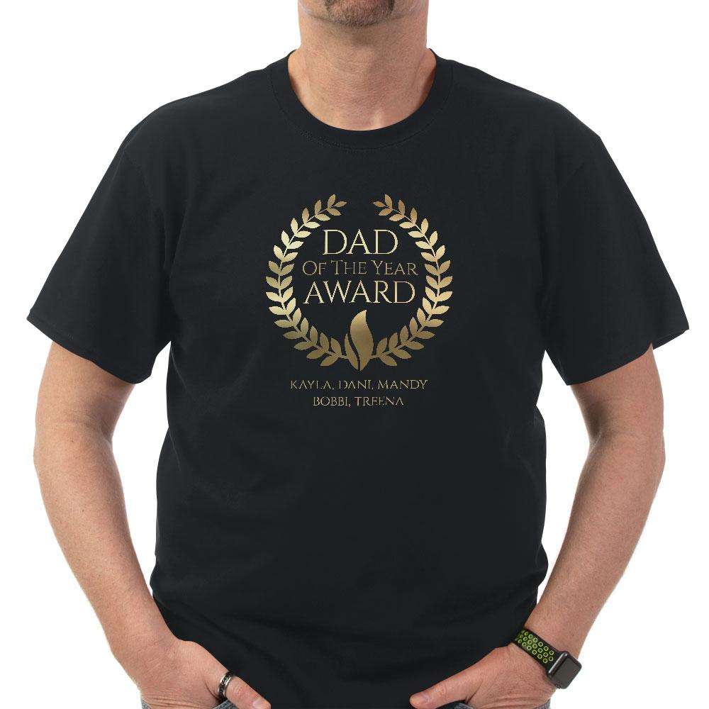 Designs by MyUtopia Shout Out:Dad of the Year Award Personalized with Kids Names Adult T-Shirt