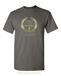 Load image into Gallery viewer, Designs by MyUtopia Shout Out:Dad of the Year Award Personalized with Kids Names Adult T-Shirt,Charcoal Grey / S,Adult Unisex T-Shirt
