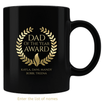 Load image into Gallery viewer, Designs by MyUtopia Shout Out:Dad of the Year Award Personalized with Kids Names Ceramic Coffee Mug - Black,Default Title,Ceramic Coffee Mug
