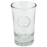 Load image into Gallery viewer, Designs by MyUtopia Shout Out:Dad of the Year Award Personalized with Kids Names Laser Etched Shot Glass
