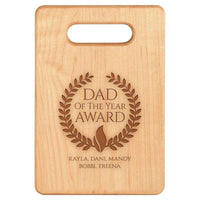 Load image into Gallery viewer, Designs by MyUtopia Shout Out:Dad of the Year Award Personalized with Kids Names Maple Laser Engraved Cutting Board,S / Maple,Cutting Board
