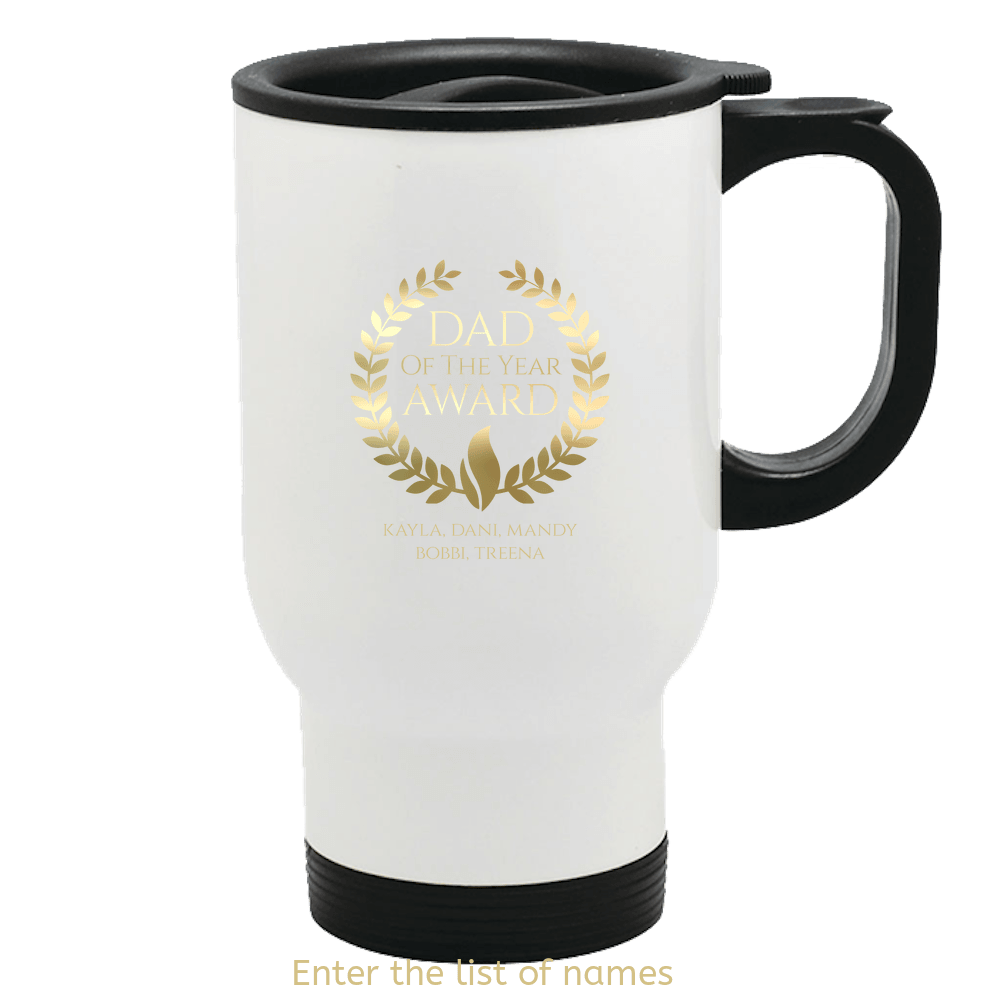 Designs by MyUtopia Shout Out:Dad of the Year Award Personalized with Kids Names Travel Mug,Default Title,Travel Mug