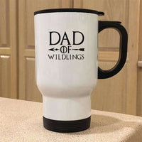 Load image into Gallery viewer, Designs by MyUtopia Shout Out:Dad of Wildlings 14 oz Stainless Steel Travel Coffee Mug w. Twist Close Lid,White / 14 oz,Travel Mug
