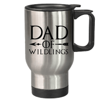 Load image into Gallery viewer, Designs by MyUtopia Shout Out:Dad of Wildlings 14 oz Stainless Steel Travel Coffee Mug w. Twist Close Lid,Stainless / 14 oz,Travel Mug
