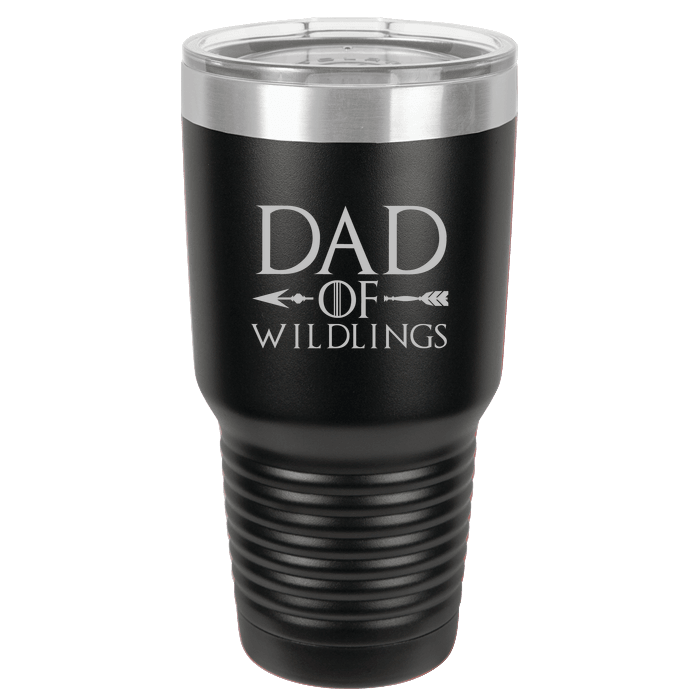 Designs by MyUtopia Shout Out:Dad of Wildlings Engraved Polar Camel 30 oz Insulated Double Wall Steel Tumbler Travel Mug,Black,Polar Camel Tumbler