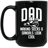 Load image into Gallery viewer, Designs by MyUtopia Shout Out:Dad Socks and Sandals Ceramic Coffee Mug - Black,15 oz / Black,Ceramic Coffee Mug
