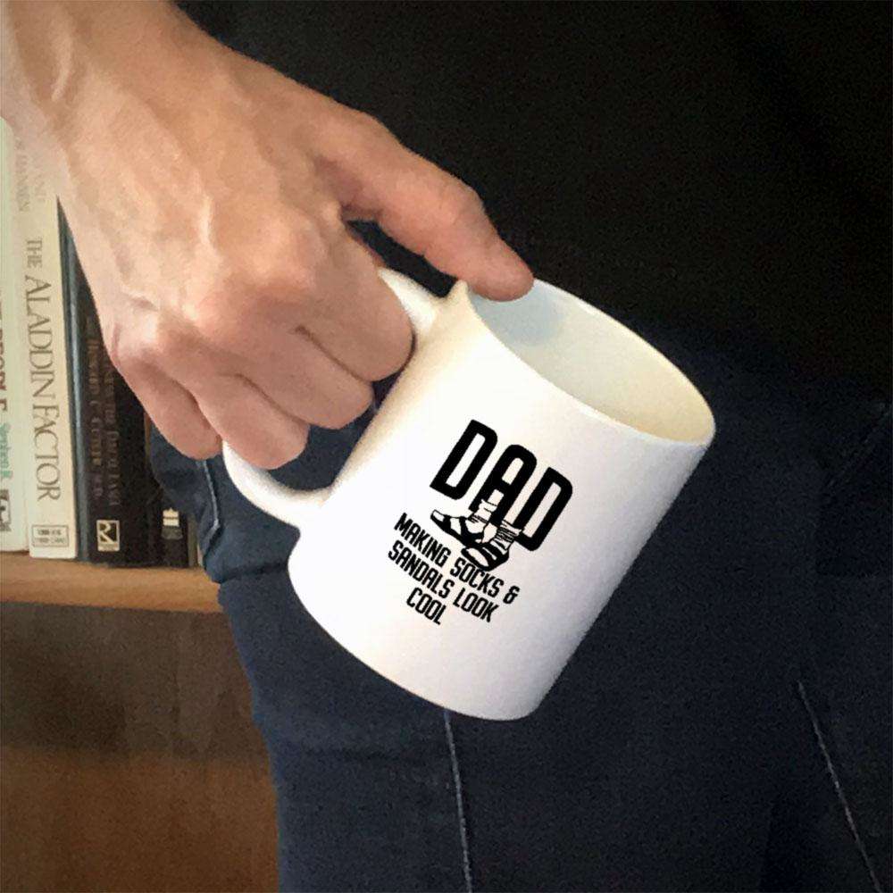 Designs by MyUtopia Shout Out:Dad Socks and Sandals Ceramic Coffee Mug - White