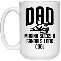 Load image into Gallery viewer, Designs by MyUtopia Shout Out:Dad Socks and Sandals Ceramic Coffee Mug - White,15 oz / White,Ceramic Coffee Mug
