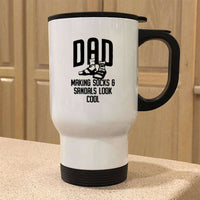 Load image into Gallery viewer, Designs by MyUtopia Shout Out:Dad Socks and Sandals  White Travel Mug
