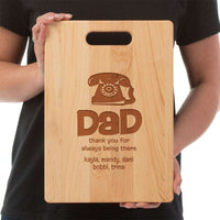 Load image into Gallery viewer, Designs by MyUtopia Shout Out:Dad Thank You For Always Being There Personalized with Kids Names Maple Laser Engraved Cutting Board
