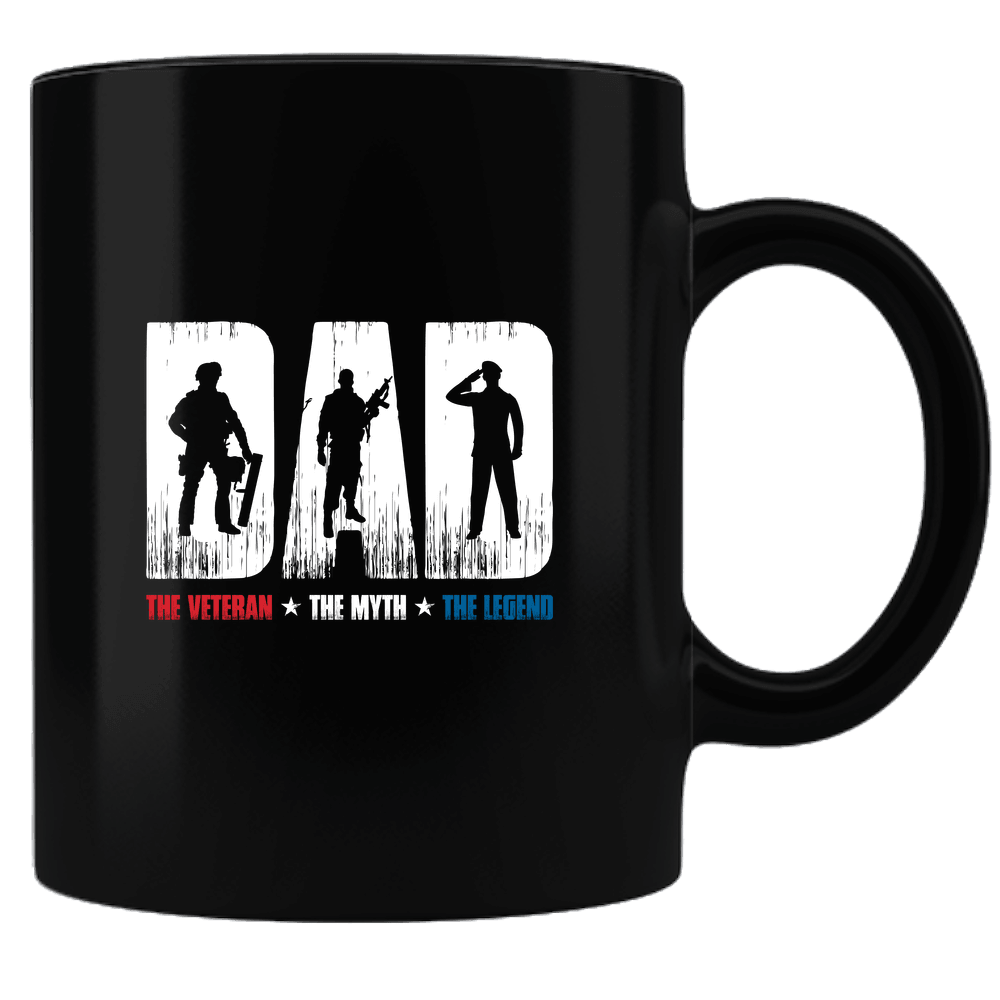 Designs by MyUtopia Shout Out:Dad, The Veteran, The Myth, The Legend Ceramic Coffee Mug - Black,Black,Ceramic Coffee Mug