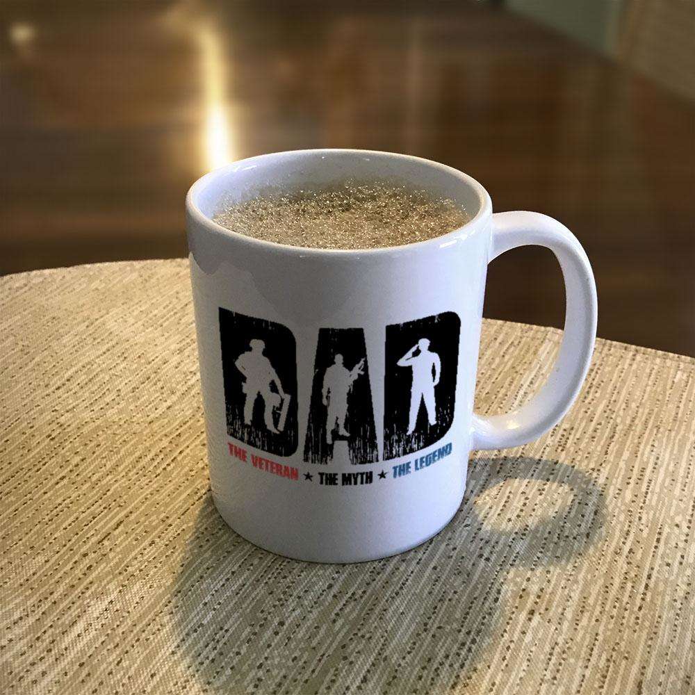 Designs by MyUtopia Shout Out:Dad, The Veteran, The Myth, The Legend Ceramic Coffee Mugs