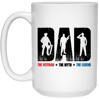 Load image into Gallery viewer, Designs by MyUtopia Shout Out:Dad, The Veteran, The Myth, The Legend Ceramic Coffee Mugs,15 oz / White,Ceramic Coffee Mug

