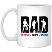 Load image into Gallery viewer, Designs by MyUtopia Shout Out:Dad, The Veteran, The Myth, The Legend Ceramic Coffee Mugs,11 oz / White,Ceramic Coffee Mug
