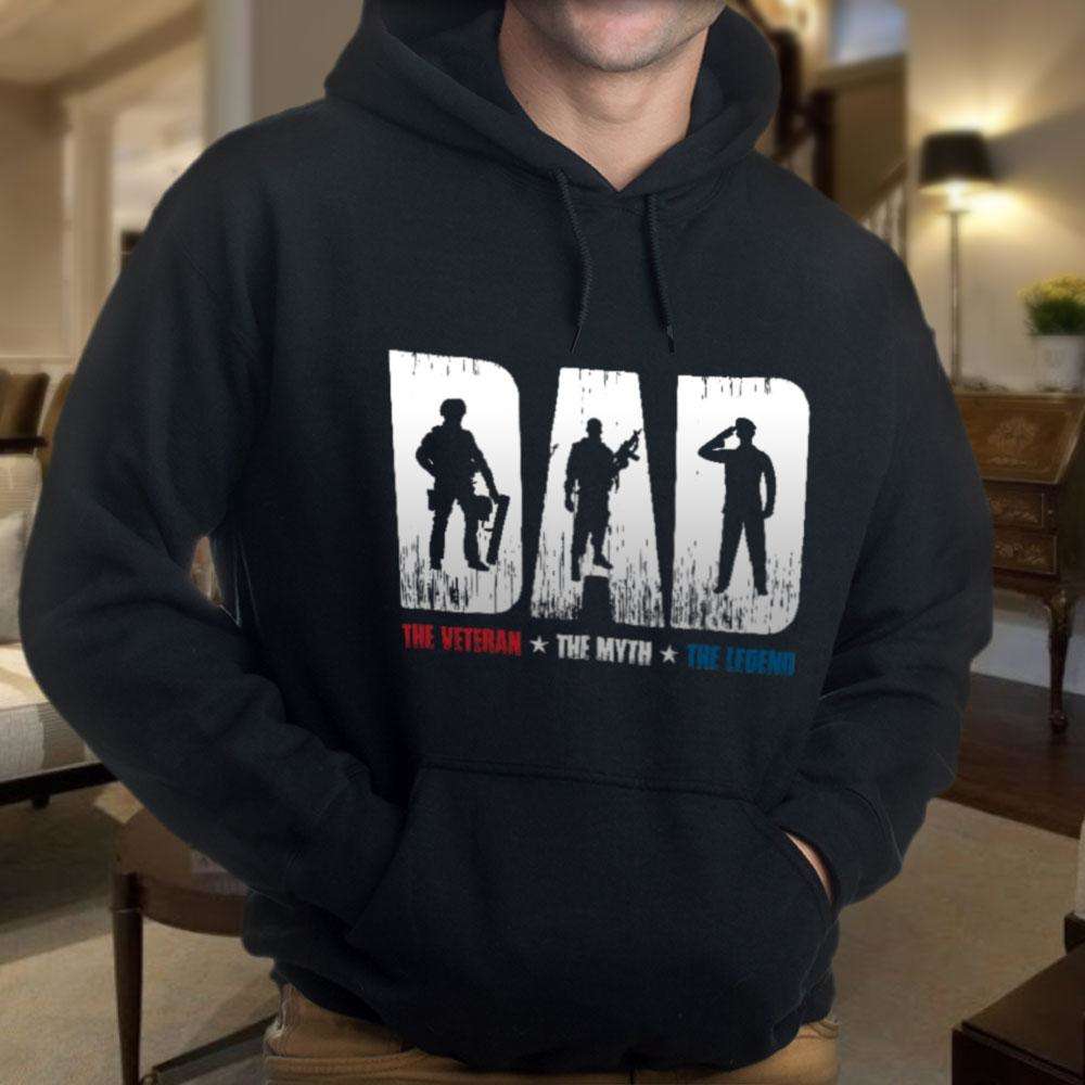 Designs by MyUtopia Shout Out:Dad, The Veteran, The Myth, The Legend Core Fleece Pullover Hoodie
