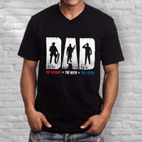 Load image into Gallery viewer, Designs by MyUtopia Shout Out:Dad, The Veteran, The Myth, The Legend Men&#39;s Printed V-Neck T-Shirt
