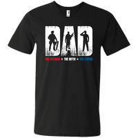 Load image into Gallery viewer, Designs by MyUtopia Shout Out:Dad, The Veteran, The Myth, The Legend Men&#39;s Printed V-Neck T-Shirt,S / Black,Adult Unisex Vneck Tee
