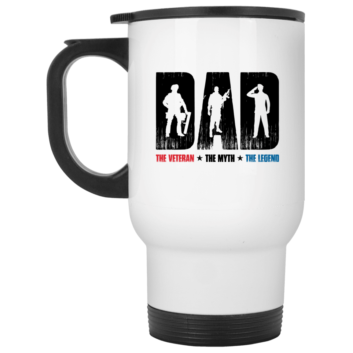 Designs by MyUtopia Shout Out:Dad, The Veteran, The Myth, The Legend Travel Mug,White / One Size,Travel Mug