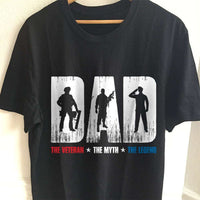 Load image into Gallery viewer, Designs by MyUtopia Shout Out:Dad, The Veteran, The Myth, The Legend Unisex Cotton Short Sleeve T-Shirt,S / Black,Adult Unisex T-Shirt
