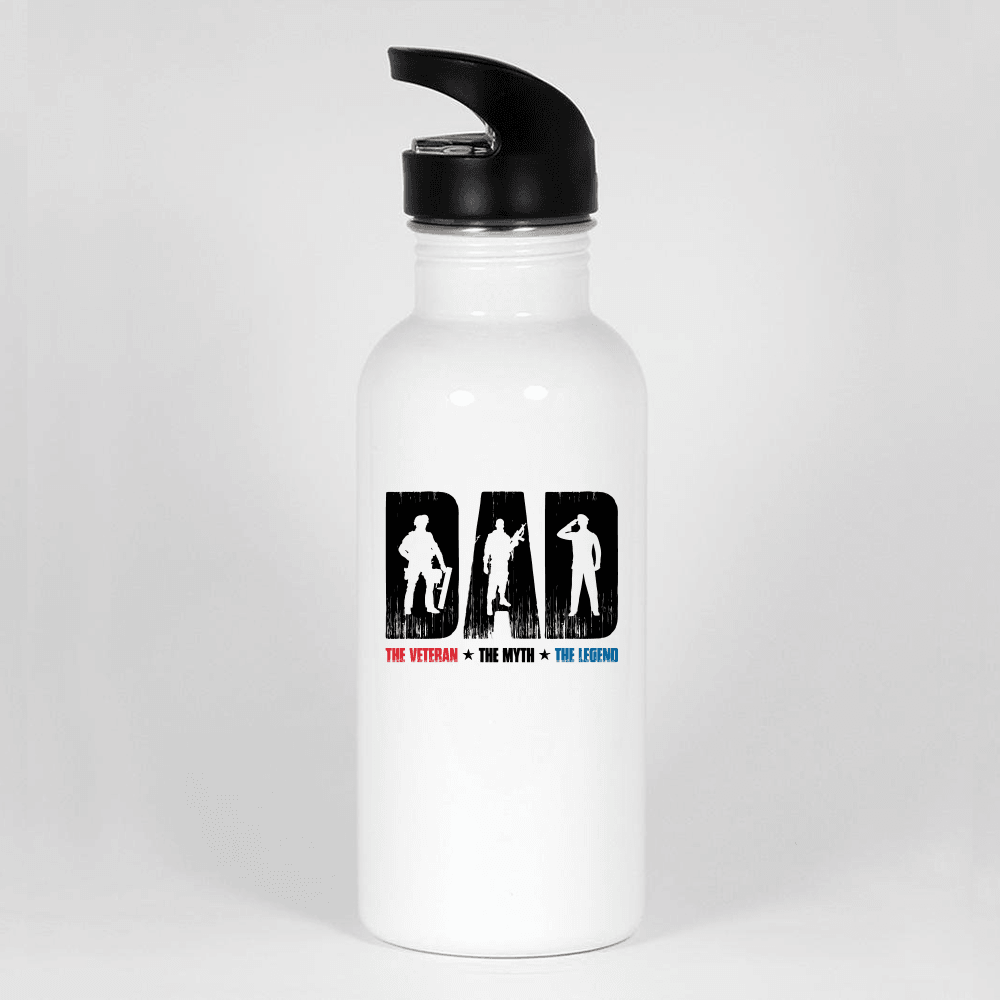 Designs by MyUtopia Shout Out:Dad, The Veteran, The Myth, The Legend Water Bottle,White,Water Bottle