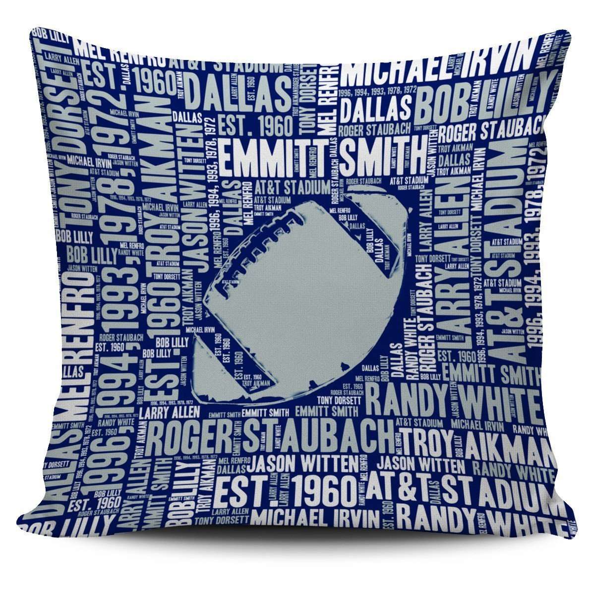 Designs by MyUtopia Shout Out:Dallas Word Cloud Pillowcases,Football / Blue/White,Pillowcases