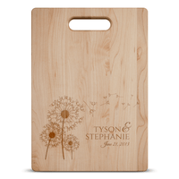 Load image into Gallery viewer, Designs by MyUtopia Shout Out:Dandelion Love Personalized With Names and Date Engraved Maple Cutting Board
