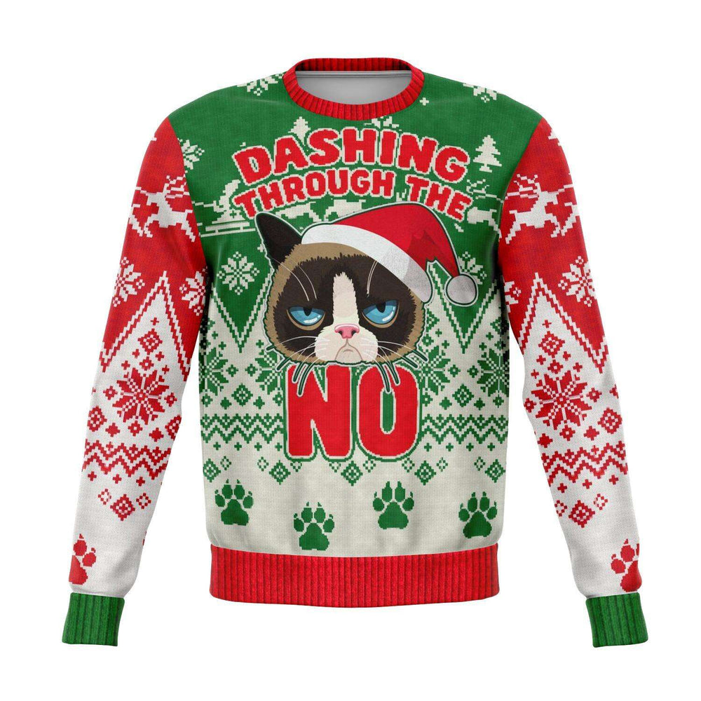 Designs by MyUtopia Shout Out:Dashing Through The NO Funny Christmas Fleece Lined Fashion Sweatshirt,XS / Multi,Fashion Sweatshirt - AOP