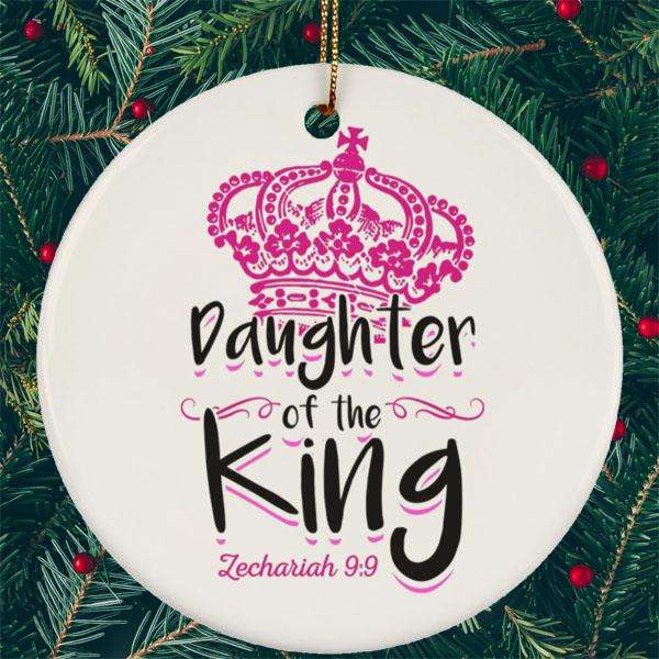 Designs by MyUtopia Shout Out:Daughter of the King Ceramic Circle Ornament,White / One Size,Christmas Ornament