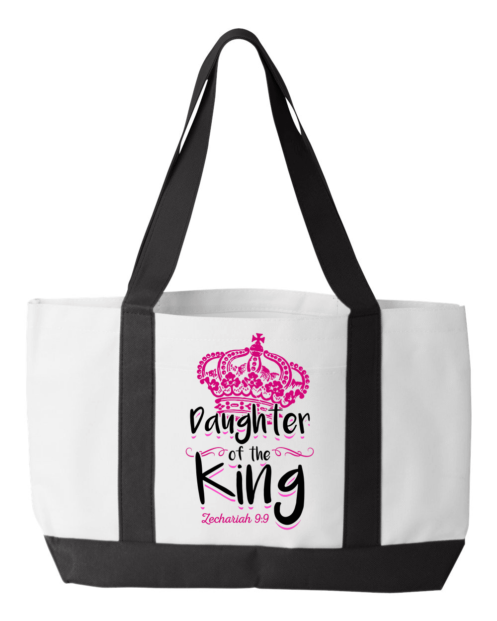 Designs by MyUtopia Shout Out:Daughter of the King Christian Canvas Totebag Gym / Beach / Pool Gear Bag,White,Gym Totebag
