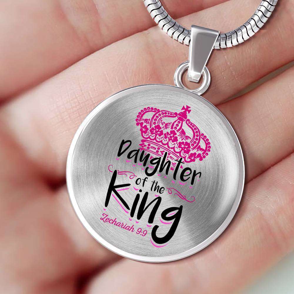 Designs by MyUtopia Shout Out:Daughter of the King Christian Faith Personalized Engraved Keepsake Necklace,Stainless Steel Silver / No,Necklace