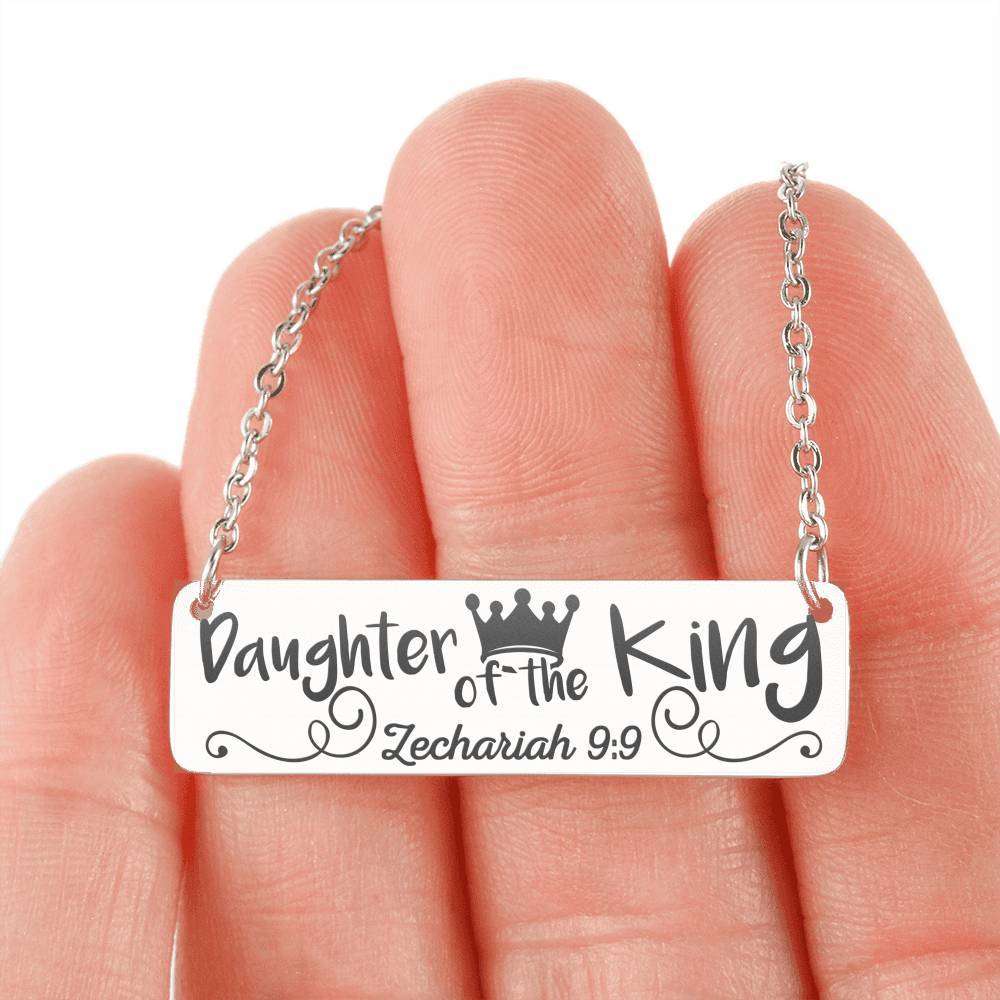 Designs by MyUtopia Shout Out:Daughter Of The King Engraved Personalized Horizontal Bar Necklace,316L Stainless Steel / No,Necklace