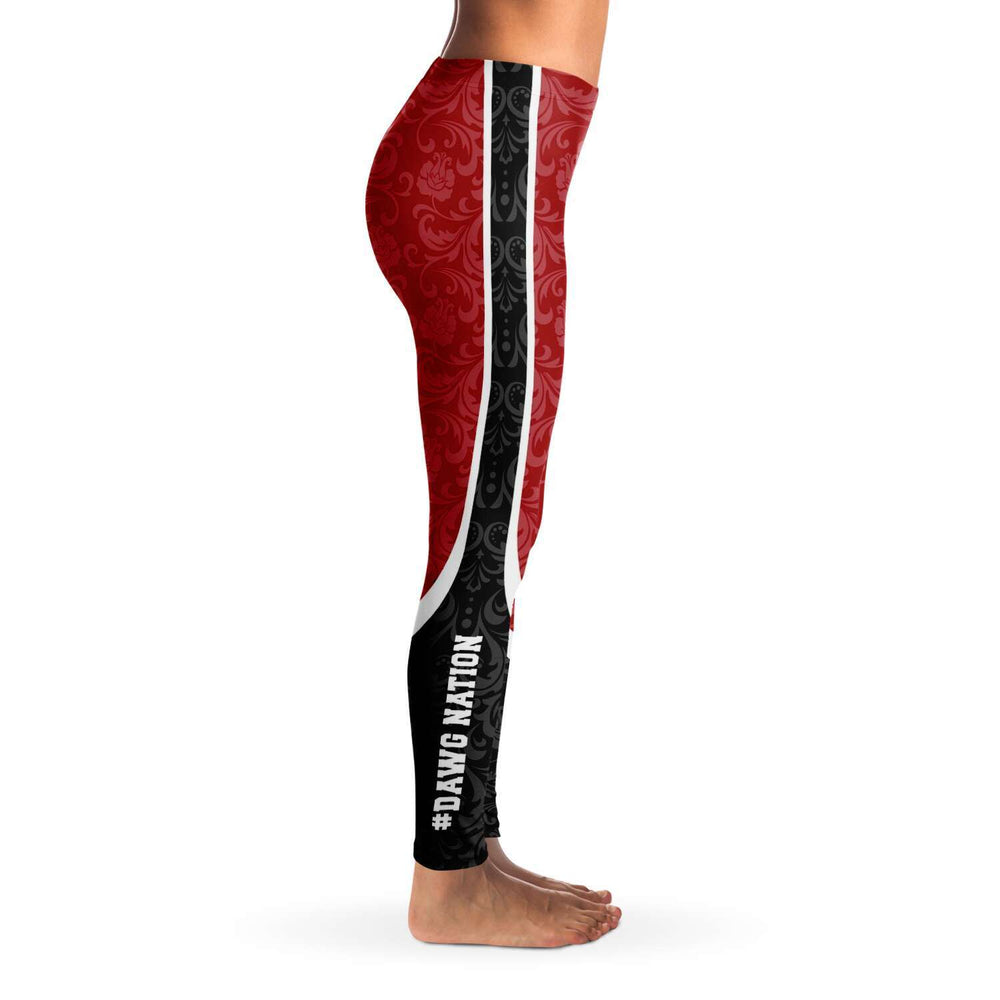 Designs by MyUtopia Shout Out:Dawg Nation Georgia Fan Fashion Leggings Ladies Tights,XS / Red,Leggings - AOP