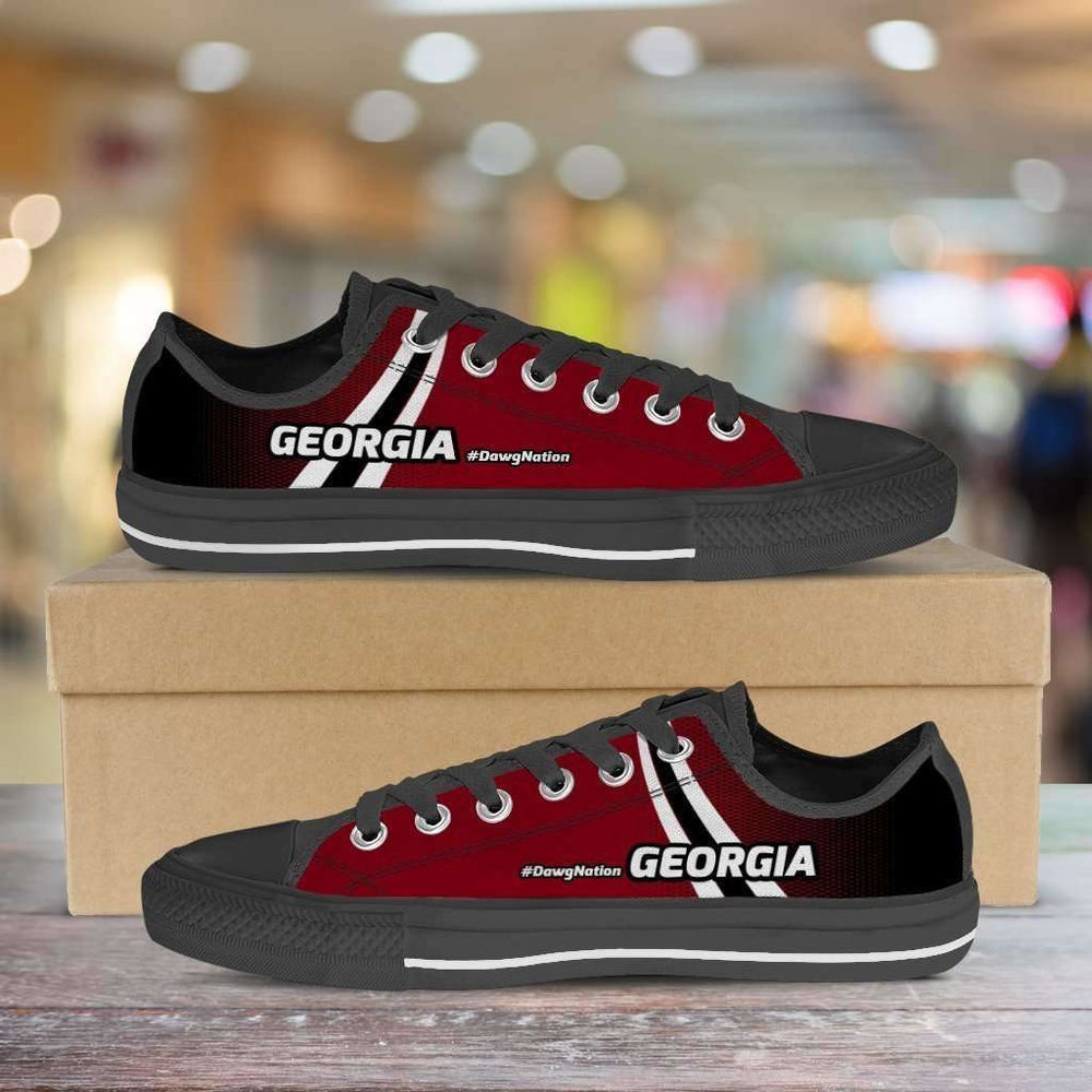Designs by MyUtopia Shout Out:#DawgNation Georgia Basketball Fan Classic Canvas Tennis Shoes,Men's / Mens US5 (EU38) / Red,Tennis Shoes