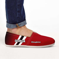 Load image into Gallery viewer, Designs by MyUtopia Shout Out:#DawgNation Georgia Casual Canvas Slip on Shoes Women&#39;s Flats,US6 (EU36) / Red/Black/White,Slip on Flats

