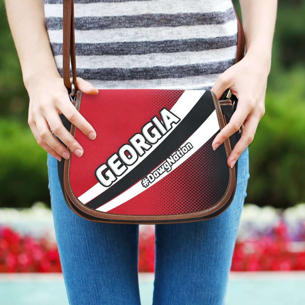 Designs by MyUtopia Shout Out:#DawgNation Georgia Fan Canvas Saddlebag Style Crossbody Purse