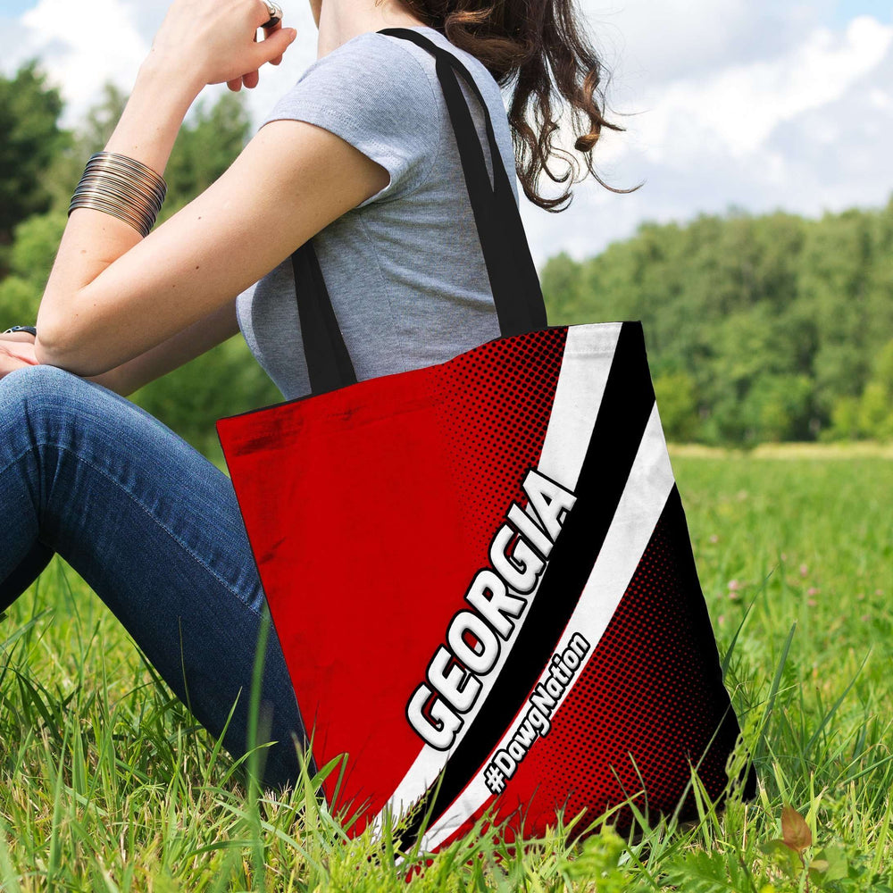 Designs by MyUtopia Shout Out:#DawgNation Georgia Fan Fabric Totebag Reusable Shopping Tote