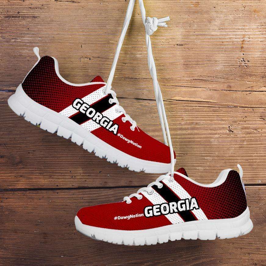 Designs by MyUtopia Shout Out:#DawgNation Georgia Fan Running Shoes,Mens US5 (EU38) / Red/Black/White,Running Shoes