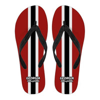 Load image into Gallery viewer, Designs by MyUtopia Shout Out:#DawgNation Georgia Flip Flops,Men&#39;s / Mens Small (US 7-8 /EU 40-42) / Red/Black/White,Flip Flops

