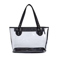 Load image into Gallery viewer, Designs by MyUtopia Shout Out:Deluxe Clear Tote Shoulder Bag - Large Zippered Compartment,Black,Handbag Purse
