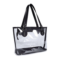 Load image into Gallery viewer, Designs by MyUtopia Shout Out:Deluxe Clear Tote Shoulder Bag - Large Zippered Compartment
