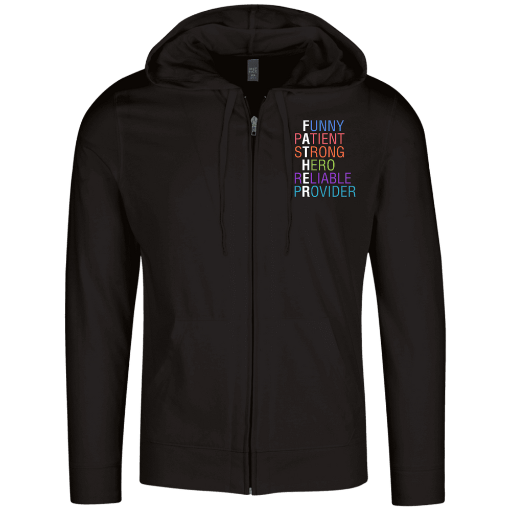 Designs by MyUtopia Shout Out:Descriptions of Father Anagram Lightweight Full Zip Hoodie,Black / X-Small,Sweatshirts